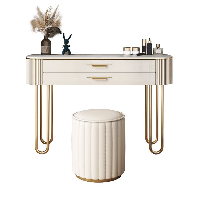 2つの引き出しメイクアップテーブルデスクスツールの女性のための虚栄心-17.72 "D