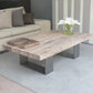 Scandinavian Solid Wood Coffee Table with Distressed Top and Sled Base