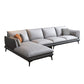Faux Leather Sofa & Chaise Modern Flared Arm Sofa in Light Grey