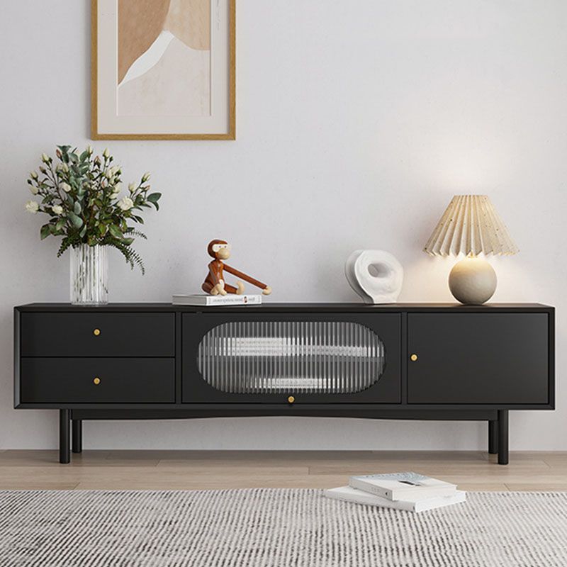 Pine Wood 22.05" H TV Stand Modern 2-Drawer 2-Door TV Stand Console Clearhalo 'furn' 'furn_tv_stands_entertainment_centers' 'Furniture' 'Living Room Furniture' 'TV Stands & Entertainment Centers' 'TV Stands & Media Storage Furniture' 'tv_stands_entertainment_centers' 1200x1200_25f35cf6-7cf4-4520-a084-eea0a0d266a5