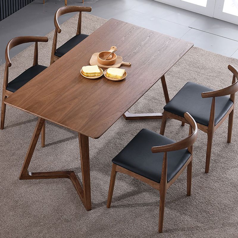 Contemporary Ash Wood Dining Table Double Pedestal Solid Wood Base Rectangle Table for Home Clearhalo ' dining_table' 'Dining Tables & Seating' 'Dining Tables' 'furn' 'furn_dining_table' 'Furniture' 'furniture_dining_table' 'Kitchen & Dining Furniture' 'kitchen&dining_furn' 'kitchen' 'kitchen_dining_table' 1200x1200_25f69a4c-0f52-4266-bc9e-888c581e9264