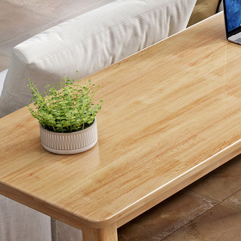 Modern Rectangle Bar Table Solid Wood Fixed Bistro Bar Desk with Footrest