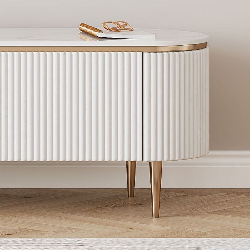 Console glam oval white tv stand con ripiani per soggiorno