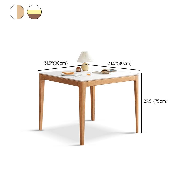 Modern Square White Stone Tabletop Dining Table with 4 Oak Legs Clearhalo 'Dining Tables & Seating' 'Dining Tables' 'dining_table' 'furn' 'furn_dining_table' 'Furniture' 'Kitchen & Dining Furniture' 1200x1200_25f8fcdd-70a9-4dc8-847d-7b9690e73031