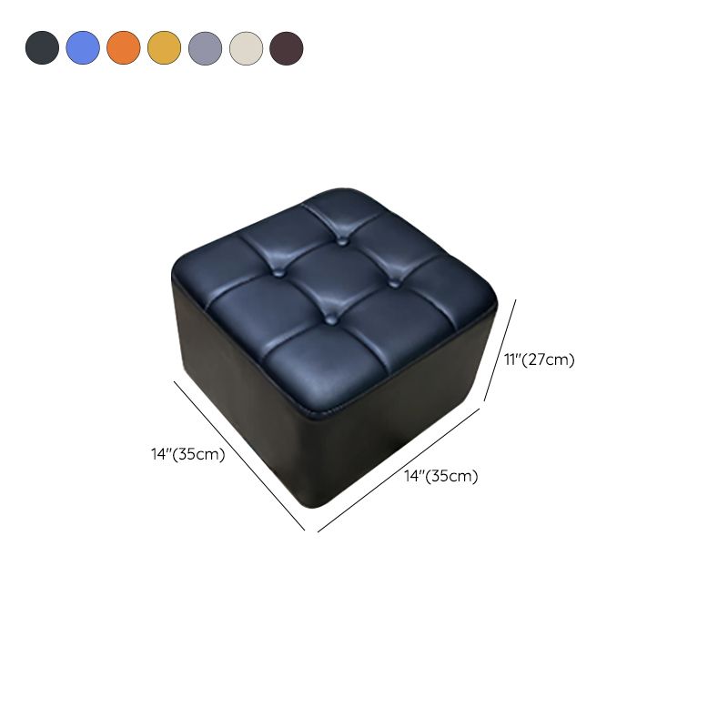 Mid-Century Modern Pouf Ottoman Genuine Leather Solid Color Tufted Square Ottoman Clearhalo 'furn' 'furn_ottomans_poufs' 'Furniture' 'Living Room Furniture' 'Ottomans & Poufs' 'ottomans_poufs' 1200x1200_25fa5772-e1ac-40e9-b225-e4c6310479fb