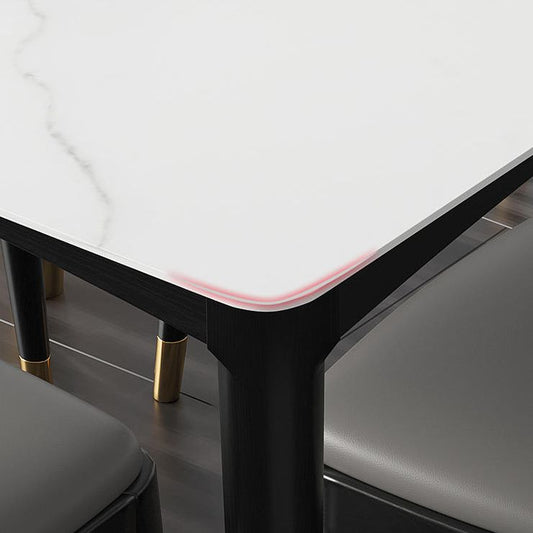 Industrial Sintered Stone Kitchen Dining Table Square Shape Standard Dining Table with 4 Legs Base