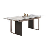 Minimalist Sintered Stone Extendable Dining Set Rectangle Kitchen Dining Set with Double Pedestal Clearhalo 'Dining Room Sets' 'Dining Tables & Seating' 'dining_room_set' 'furn' 'furn_dining_room_set' 'Furniture' 'furniture_dining_room_set' 'Kitchen & Dining Furniture' 'kitchen&dining_furn' 'kitchen' 1200x1200_25fdcec7-58ad-4af8-98ca-533a80b1de2a