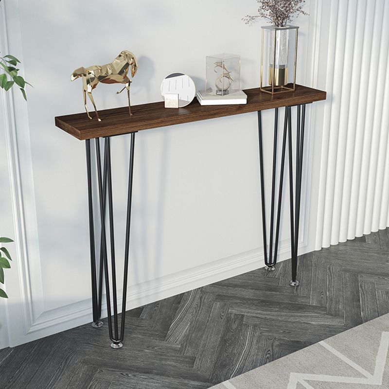 Tavolo da console top in legno massiccio da 31,5 "H con gambe metalliche moderne
