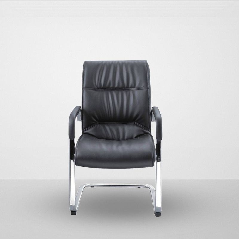 Eigentijdse ergonomische bureaustoel met hoge rugleuning en geen wielen. Bureaustoel