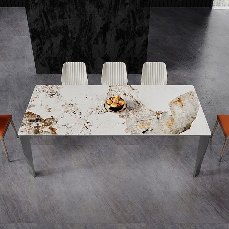 Modern Style Dining Table Sintered Stone Dining Rectangle Table with Metal Legs for Home Clearhalo 'Dining Tables & Seating' 'Dining Tables' 'dining_table' 'furn' 'furn_dining_table' 'Furniture' 'Kitchen & Dining Furniture' 1200x1200_25fe38c1-0c2e-41a9-b244-2a709fa03741