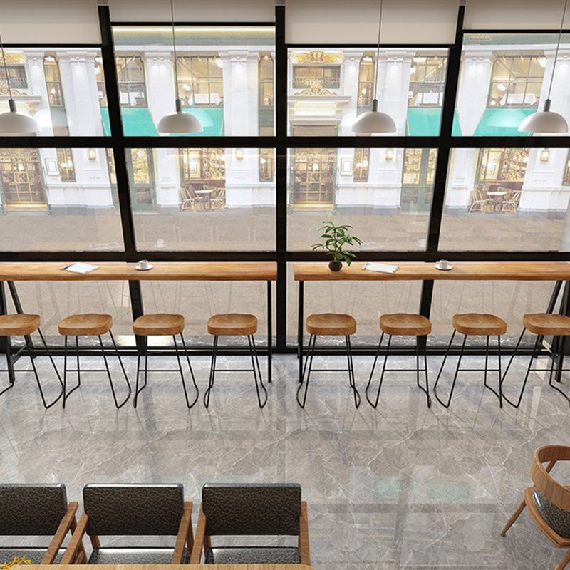 Modern Solid Wood Bar Table Brown Trestle Base Dining Table for Living Room Clearhalo 'Bar Furniture' 'Bar Tables' 'bar_tables' 'furn' 'furn_bar_tables' 'Furniture' 'Kitchen & Dining Furniture' 1200x1200_25ff2139-5996-41f0-b941-0c895faf9bd3