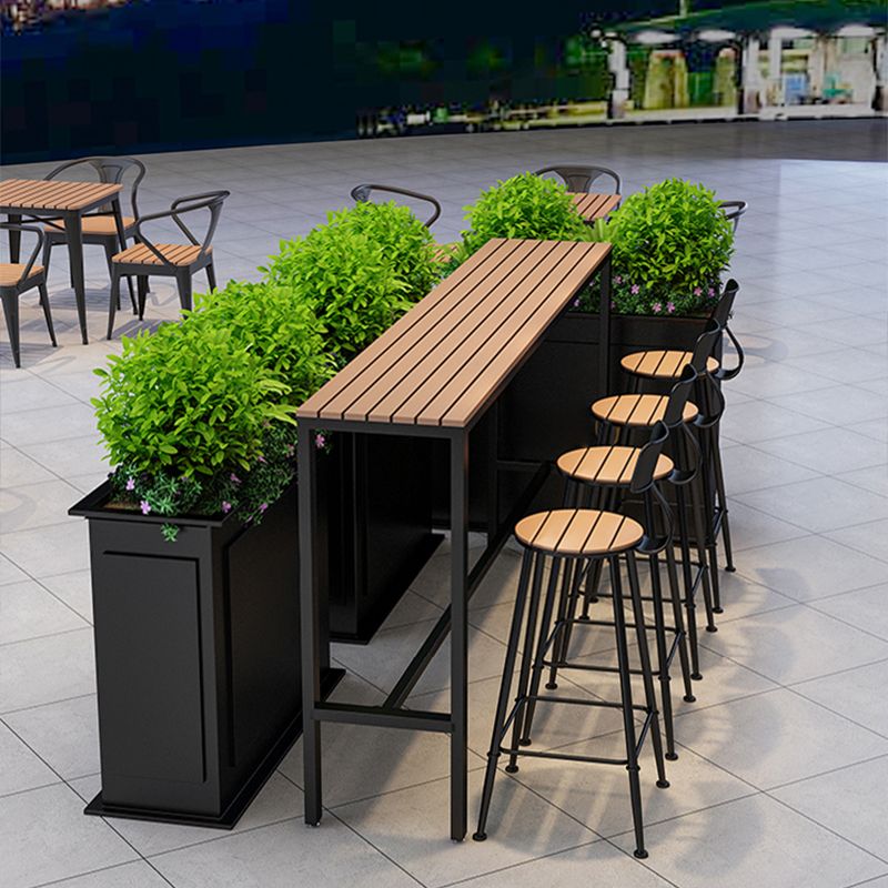 Wood Bar Dining Table Industrial Rectangle Bar Table with Trestle for Milk Tea Shop Clearhalo 'Bar Furniture' 'Bar Tables' 'bar_tables' 'furn' 'furn_bar_tables' 'Furniture' 'furniture_bar_tables' 'Kitchen & Dining Furniture' 1200x1200_25ff4067-532a-405b-b1e8-27cf5fcad480