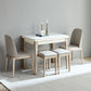 Table à manger évolutive en pierre moderne, pieds en bois pour salle à manger