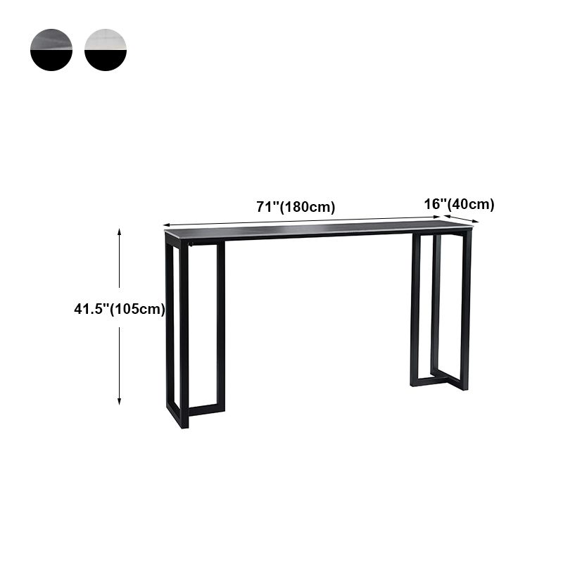 Contemporary Rectangle Bar Dining Table Indoor Bar Table with Black Metal Base Clearhalo 'Bar Furniture' 'Bar Tables' 'bar_tables' 'furn' 'furn_bar_tables' 'Furniture' 'furniture_bar_tables' 'Kitchen & Dining Furniture' 'kitchen&dining_furn' 'kitchen' 1200x1200_25ffa1e6-3f39-4785-b8c8-abf509383e27