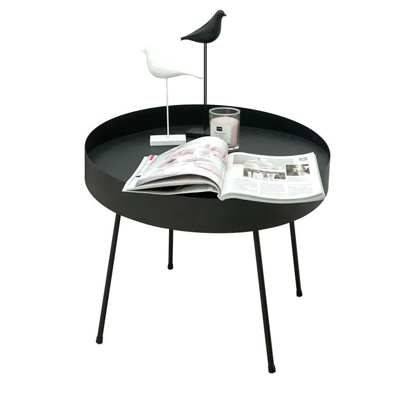 Mid-Century Modern Coffee Table with 4 Legs and Iron Round Top Clearhalo 'Coffee & Accent Tables' 'Coffee Tables' 'coffee_tables' 'furn' 'furn_coffee_tables' 'Furniture' 'Living Room Furniture' 1200x1200_2600c286-cd33-424e-b6a8-51632ff62850