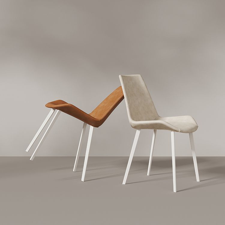 Gamba bianca sedia da pranzo imbottita contemporanea per la casa