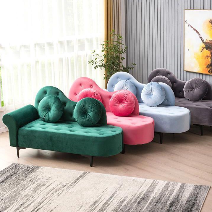 Glam Cushioned Chaise Lounge Round Arms Lounge with 2 Pillows for Living Room Clearhalo 'Chairs & Seating' 'Chaise Lounge' 'chaise_lounge' 'furn' 'furn_chaise_lounge' 'Furniture' 'Living Room Furniture' 1200x1200_26080c56-1026-460c-9466-cafe6d97845d
