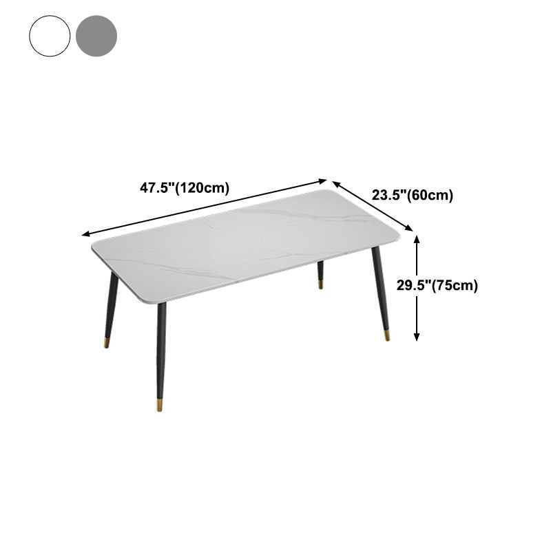 Modern 4 Legs Dining Table Stone and Steel Rectangle Counter Dining Table Clearhalo 'Dining Tables & Seating' 'Dining Tables' 'dining_table' 'furn' 'furn_dining_table' 'Furniture' 'furniture_dining_table' 'Kitchen & Dining Furniture' 1200x1200_26087740-9941-4003-b628-31c3d2832d13