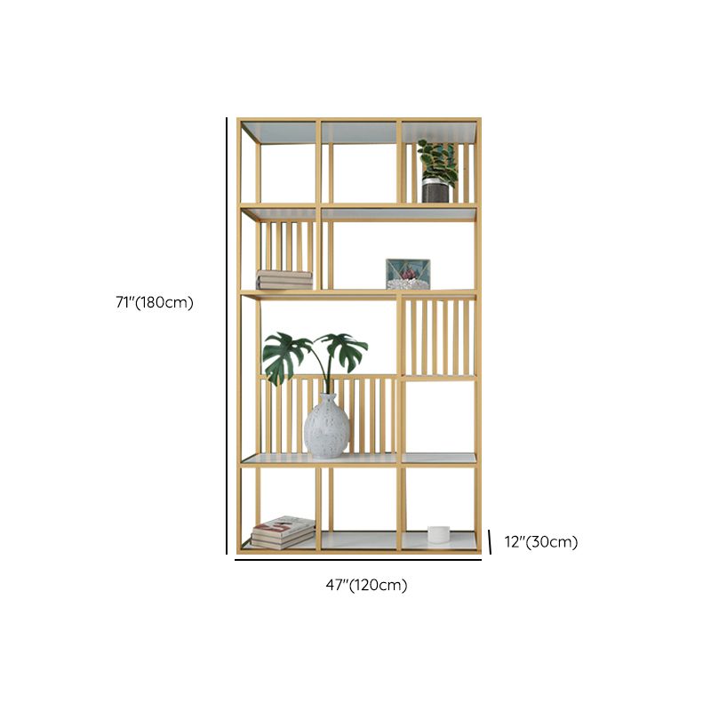 Glam Antique Finish Shelf Bookcase Metal Frame Bookshelf with Shelves Clearhalo 'Bookcases' 'furn' 'furn_bookcases' 'Furniture' 'Office Furniture' 1200x1200_26092dcf-5633-44ba-b236-4eb1a607f208