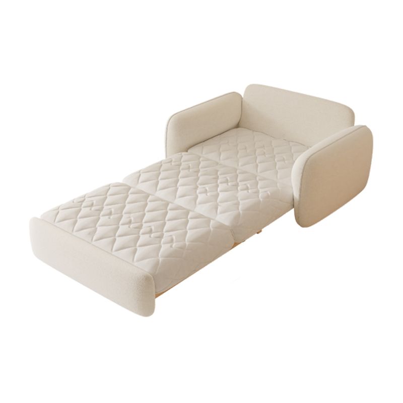 Divano per dormiente futon in lana bianca glam con deposito in legno massiccio