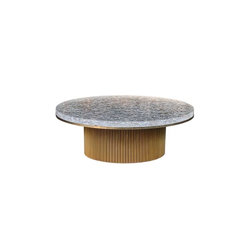 Clear Glam Metal Single Round Pedestal Coffee Cocktail Table