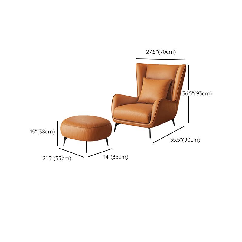 Mid-Century Modern Wingback Chair Orange Bonded Leather Wingback Chair Clearhalo 'Accent Chairs' 'accent_chairs' 'Chairs & Seating' 'furn' 'furn_accent_chairs' 'Furniture' 'Living Room Furniture' 1200x1200_260a2aa5-f525-4474-a25e-c4285ca7873f