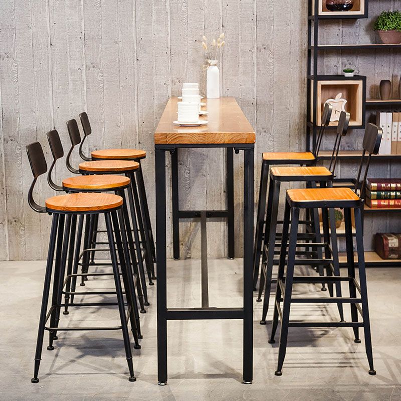 Pine Wood Top Rectangular Bar Table Industrial Pub Table with Metal Trestle Base Clearhalo 'Bar Furniture' 'Bar Tables' 'bar_tables' 'furn' 'furn_bar_tables' 'Furniture' 'Kitchen & Dining Furniture' 1200x1200_260a3a0e-c865-4560-94e9-a2220d7ed950