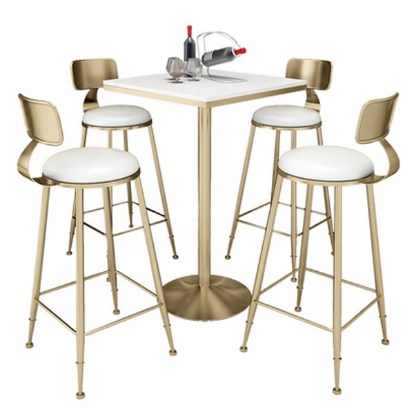 Glam Style Bar Table Set 1/2/3/5 Pieces Square Bar Table with Metal Stools Clearhalo 'Bar Furniture' 'furn' 'furn_home_bar_bar_sets' 'Furniture' 'Home Bars & Bar Sets' 'home_bar_bar_sets' 'Kitchen & Dining Furniture' 1200x1200_260a7f09-b956-43c3-b60b-09a562300cda