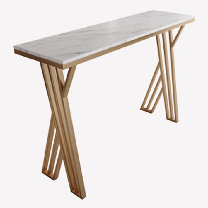 White Stone Top Bar Dining Table Traditional Luxury Bar Table with Sled Base in Gold Clearhalo 'Bar Furniture' 'Bar Tables' 'bar_tables' 'furn' 'furn_bar_tables' 'Furniture' 'furniture_bar_tables' 'Kitchen & Dining Furniture' 1200x1200_260ba1e7-2e90-4092-8a83-4f313ad141ce