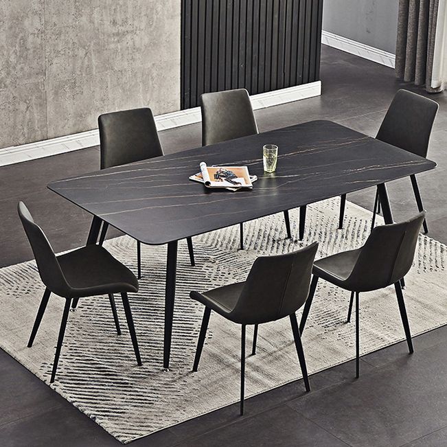 Sintered Stone Dining Table Industrial Style 4 Legs Carbon Steel Base Rectangle Table for Home Clearhalo ' dining_table' 'Dining Tables & Seating' 'Dining Tables' 'furn' 'furn_dining_table' 'Furniture' 'furniture_dining_table' 'Kitchen & Dining Furniture' 'kitchen&dining_furn' 'kitchen' 'kitchen_dining_table' 1200x1200_260cf884-e804-4184-b1ce-761fd8df5634