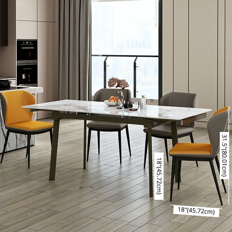 Contemporary Sintered Stone Dining Furniture with Rectangle DiningSet with Removable Leaf Clearhalo 'Dining Room Sets' 'Dining Tables & Seating' 'dining_room_set' 'furn' 'furn_dining_room_set' 'Furniture' 'furniture_dining_room_set' 'Kitchen & Dining Furniture' 1200x1200_2610d6c2-fe3d-4c8e-aaee-84e58676dc1d
