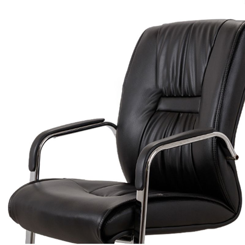 No Distressing Black Arm Chair Faux Leather and Chrome Frame Office Chair Clearhalo 'furn' 'furn_office_chair' 'Furniture' 'Office Chairs' 'Office Furniture' 'office_chair' 1200x1200_2610f1aa-8403-4a95-80a2-6b6fcc0582fd