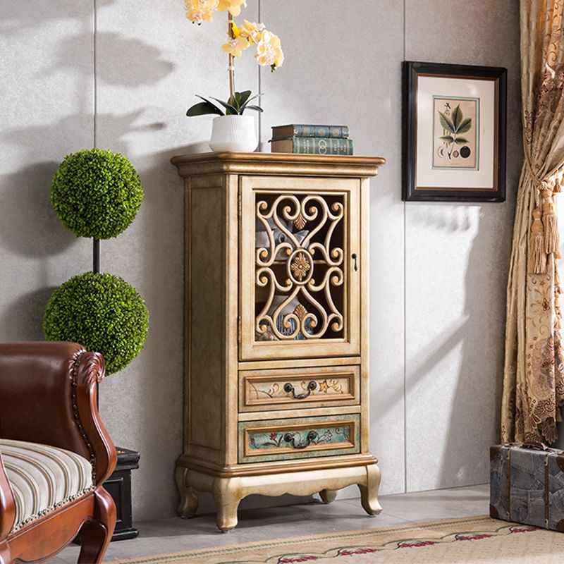 47。2 "高さの悩みのある木材サイドキャビネット2-引き出し1-ドア収納キャビネット