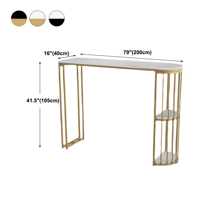 Glam Bar Dining Table Stone Top Iron Indoor Bistro Table with Shelf Clearhalo 'Bar Furniture' 'Bar Tables' 'bar_tables' 'furn' 'furn_bar_tables' 'Furniture' 'furniture_bar_tables' 'Kitchen & Dining Furniture' 1200x1200_26128e89-62e8-46a6-a580-aced1d2503be