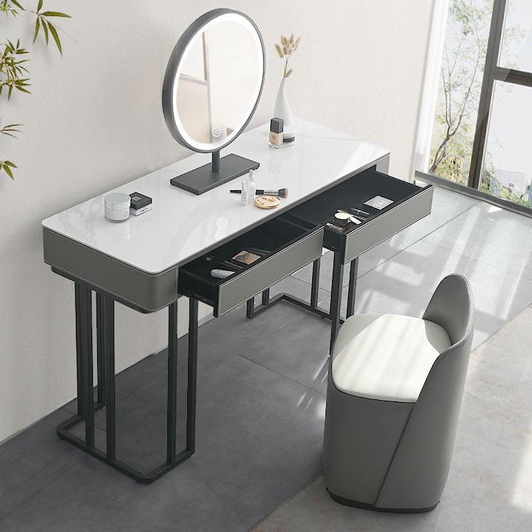 Tavolo da trucco top moderno in pietra con 2 cassetti per la camera da letto