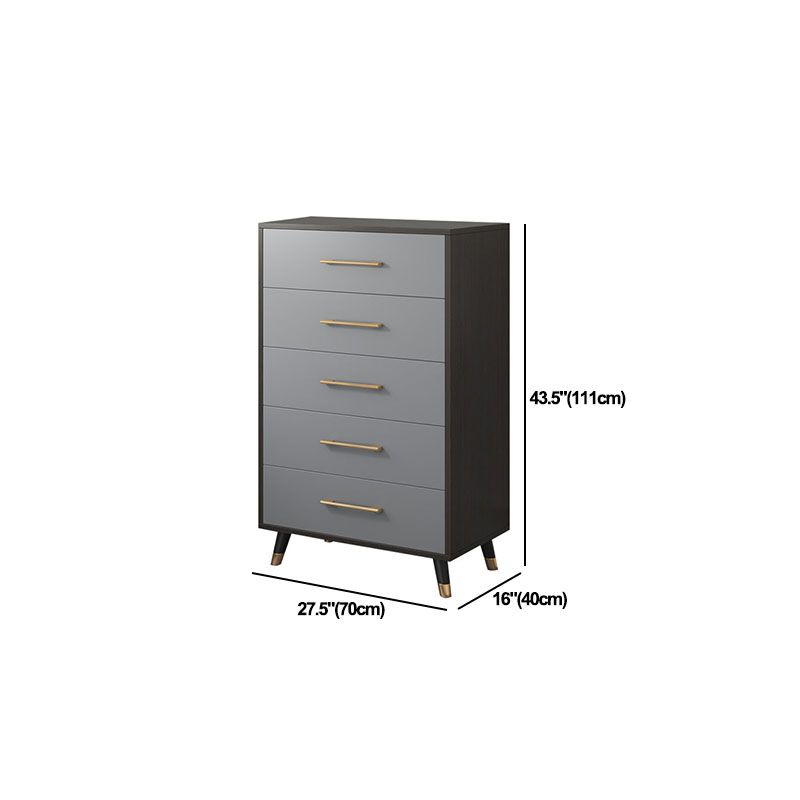 Grey Accent Chest with Solid Wood Straight Legs and Drawers Chest