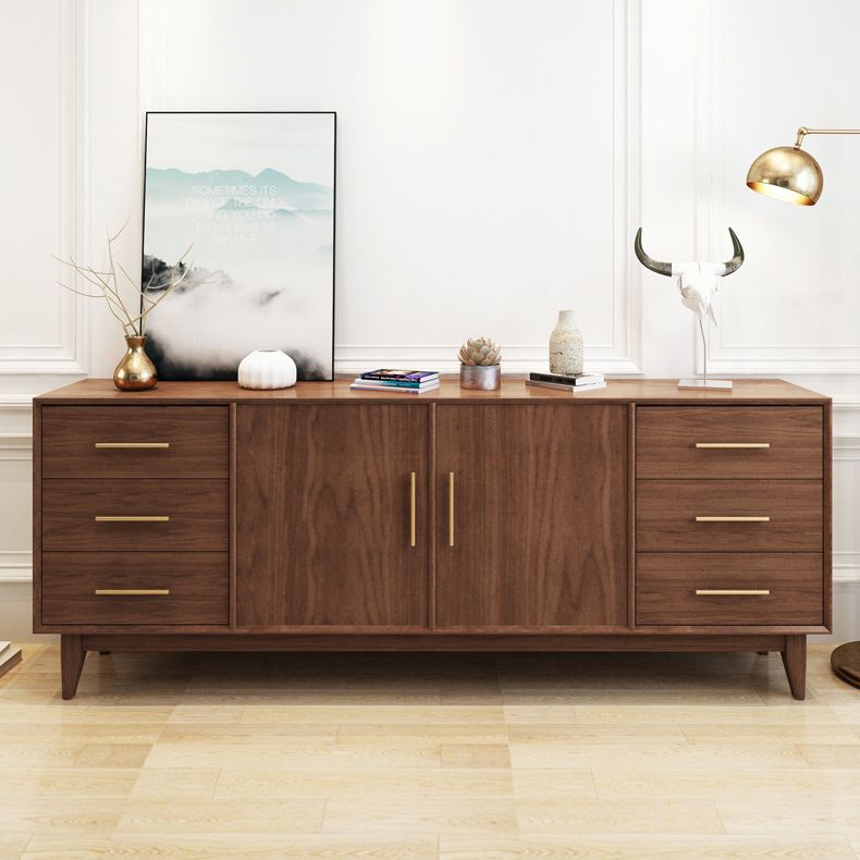 Moderne Schränke Sideboard-Buffet Dark Walnut Buffet Tisch mit 6-Dreher und 2-Türen