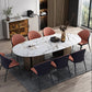 Modern Oval Dining Table Stainless Steel Base Double Pedestal Table for Room