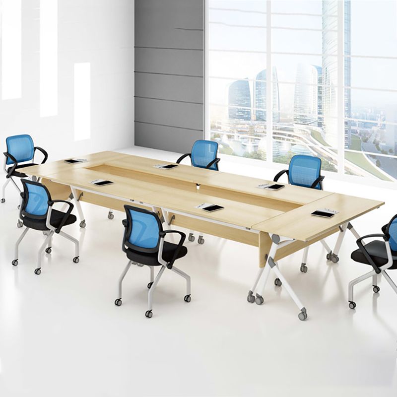 Contemporary Natural Office Desk Rectangular Writing Desk with Caster Wheels Clearhalo 'furn' 'furn_office_desk' 'Furniture' 'Office Desks' 'Office Furniture' 'office_desk' 1200x1200_2617b947-4852-44bd-acc2-05899fd3cb62
