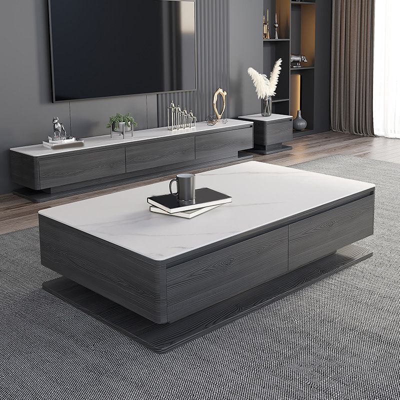 Modern Style Grey/white Slate Top Rectangular Coffee Table with Solid Wood Base Clearhalo 'Coffee & Accent Tables' 'Coffee Tables' 'coffee_tables' 'furn' 'furn_coffee_tables' 'Furniture' 'Living Room Furniture' 1200x1200_26195e45-fac3-4467-9511-75fae4d628e9