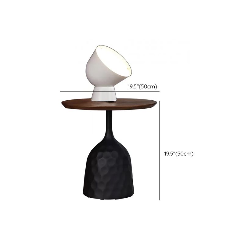 Modern Round Wooden Coffee Table Iron Pedestal Cocktail Table