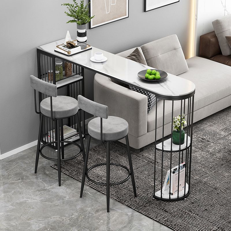 Living Room Stone Top Counter Table Iron Base 42-inch Height Glam Style Bar Table Clearhalo 'Bar Furniture' 'Bar Tables' 'bar_tables' 'furn' 'furn_bar_tables' 'Furniture' 'furniture_bar_tables' 'Kitchen & Dining Furniture' 1200x1200_261a3e81-5e63-4934-898b-cf7a13f21dce