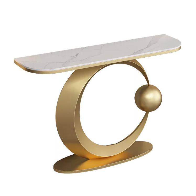 Halbmond zeitgenössischer Konsolen Akzenttisch Antikes Finish -Konsole -Sofa Tisch in Stein