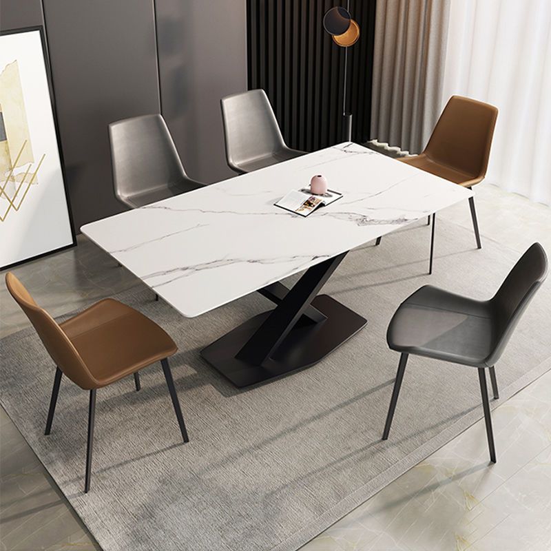Modern Style Dining Table Rectangle Sintered Stone Dining Table with Black Frame for Home Use Clearhalo ' dining_table' 'Dining Tables & Seating' 'Dining Tables' 'furn' 'furn_dining_table' 'Furniture' 'furniture_dining_table' 'Kitchen & Dining Furniture' 'kitchen&dining_furn' 'kitchen' 'kitchen_dining_table' 1200x1200_261cde5d-eaf4-4ef9-896b-f0036734bf69