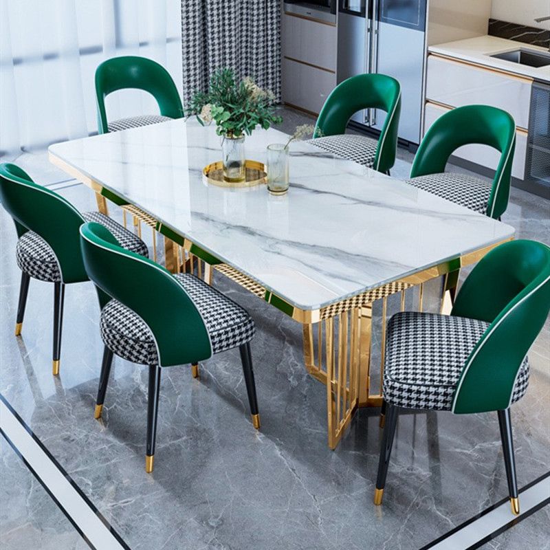 Dinner Room Luxury Dining Table Kitchen Metal Base Dining Table Clearhalo 'Dining Tables & Seating' 'Dining Tables' 'dining_table' 'furn' 'furn_dining_table' 'Furniture' 'Kitchen & Dining Furniture' 1200x1200_261dd177-a6cf-41fa-a863-c07887567203