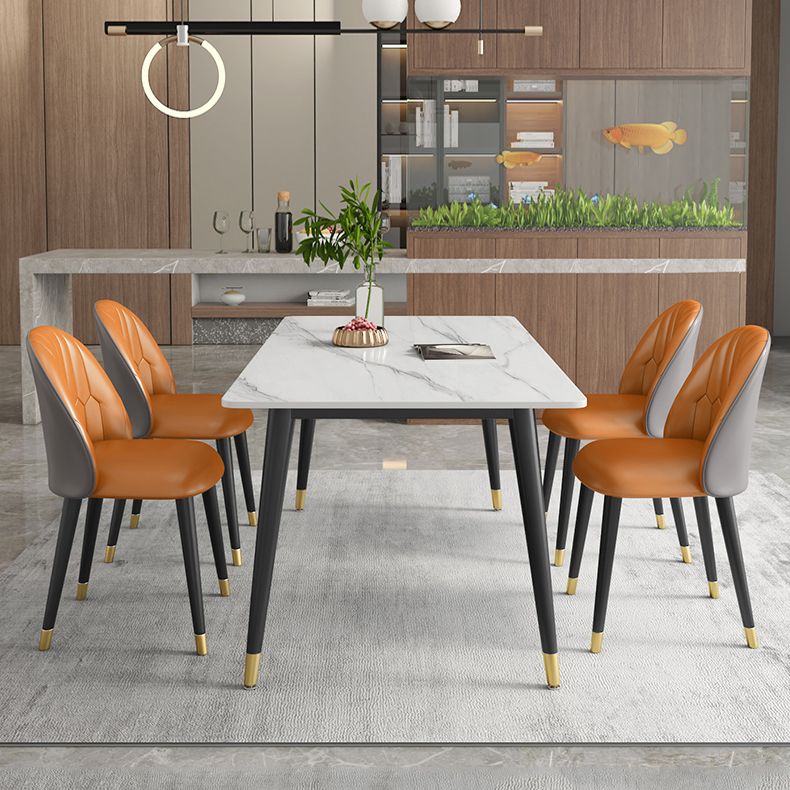 Sintered Stone White Tone Table Luxury Style 4 Legs Table for Dining Room Clearhalo ' dining_table' 'Dining Tables & Seating' 'Dining Tables' 'furn' 'furn_dining_table' 'Furniture' 'furniture_dining_table' 'Kitchen & Dining Furniture' 'kitchen&dining_furn' 'kitchen' 'kitchen_dining_table' 1200x1200_2620935d-c89c-4658-b911-4c57230ae341