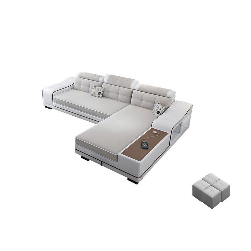 Modern Style Sectional Tufted Back Ramp Armrest White Storage Rack Sofa Clearhalo 'furn' 'furn_sectionals' 'Furniture' 'Living Room Furniture' 'Sectionals' 1200x1200_26209c87-f0fe-4986-a0f0-4b6c6a64442c