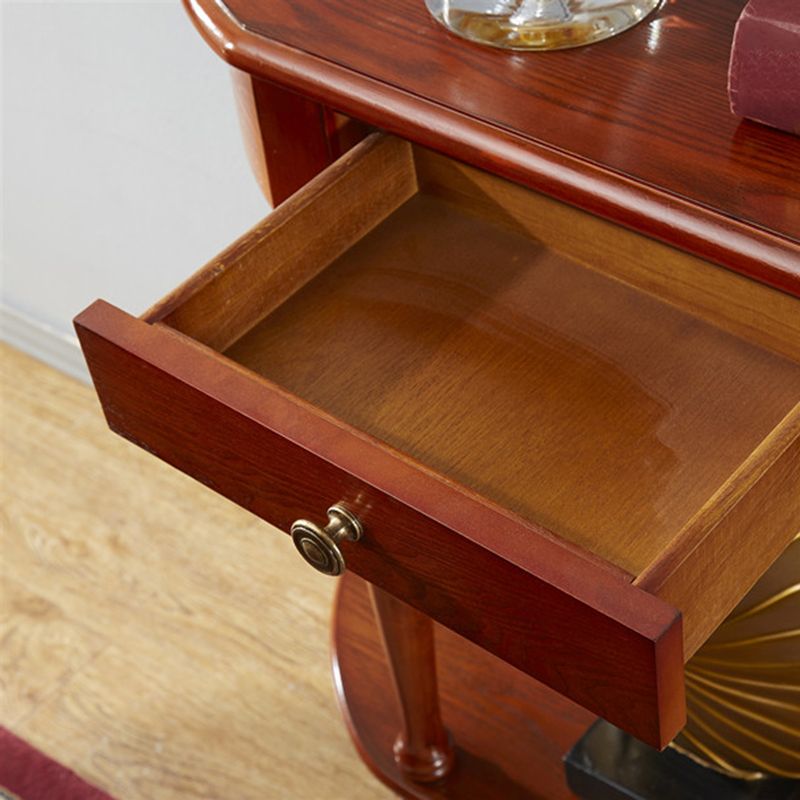 Mid-Century Modern Sofa Table Half Moon Floor Shelf Dark Brown Console Table Clearhalo 'Console Tables' 'console_tables' 'Entry & Mudroom Furniture' 'furn' 'furn_console_tables' 'Furniture' 1200x1200_262241d6-c9d8-45b2-bd77-d124458cb580