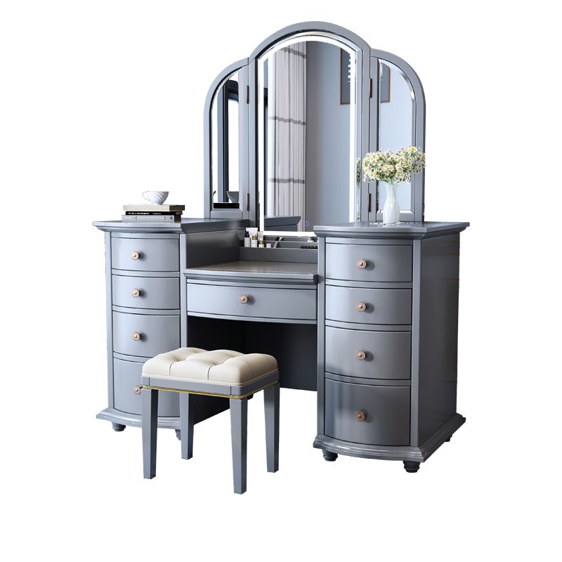 Tavolo da vanità contemporaneo e set di sgabelli a 9 cassetti trucco vanity desk