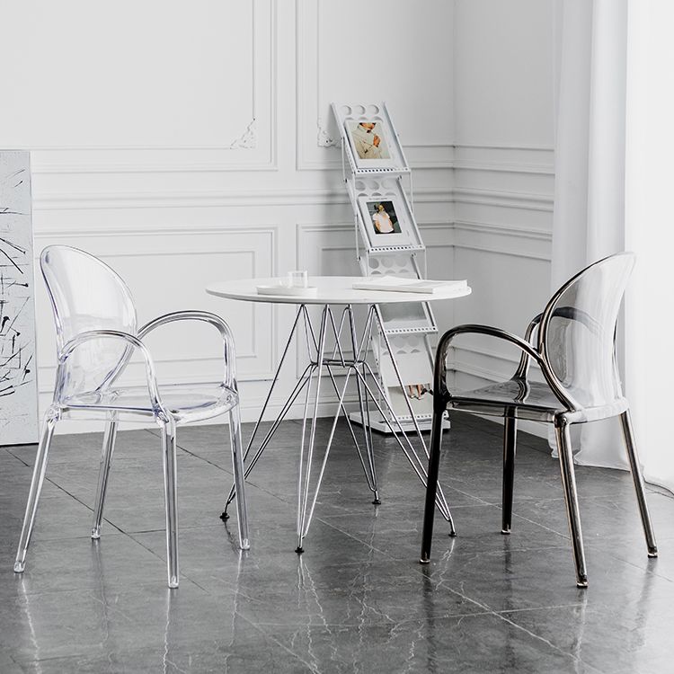 Nordischer Acrylarm-Essstuhl für Restaurant, 17-Zoll-Höhe